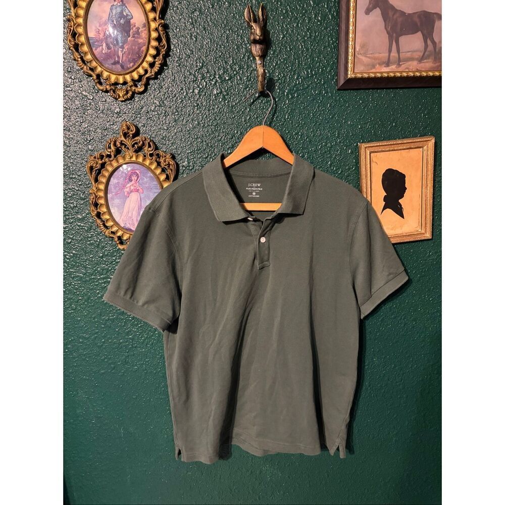 J.Crew Flex Pique Polo Green Womens Sz Medium Untucked